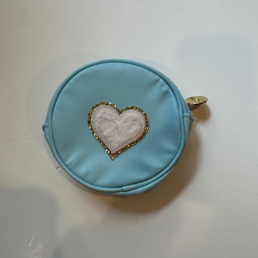 Stoney Clover Lane x Target Blue Round Heart Pouch Cosmetic Bag Zip Organizer